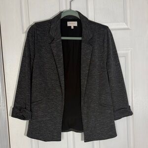 Charcoal Gray Open-Front Knit Blazer
